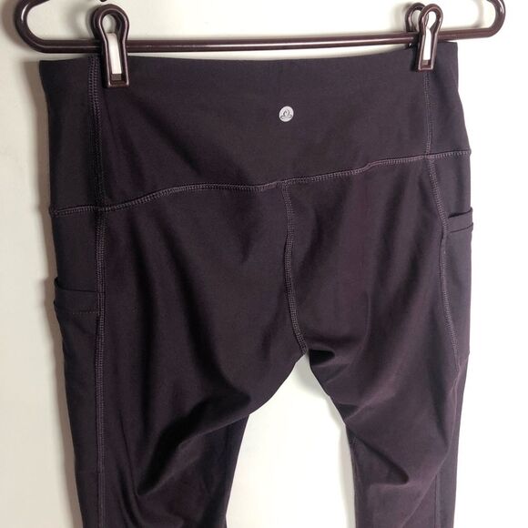 Apana Burgundy Red Leggings Women's Size Medium Side Pockets - Picture 2 of 5